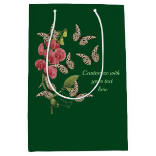 Sacola Para Presentes Média Borboletas E Flores De Ervilha Doce Personalizadas
