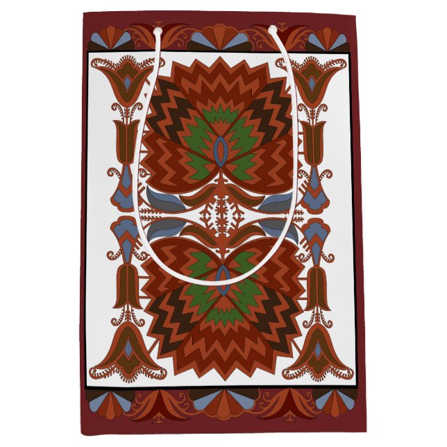 Sacola Para Presentes Média Bordados estonianos de arte folclórica (Frente)