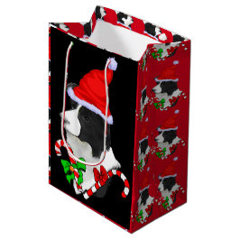 Sacola Para Presentes Média Border Collie Christmas