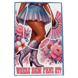 Sacola Para Presentes Média Botas no Chão Glamour Ocidental Cowgirl