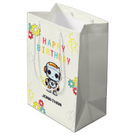 Sacola Para Presentes Média Bote Robot Birthday Gift Bag