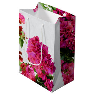 Sacola Para Presentes Média Bougainvillea Floral Mediterrânica