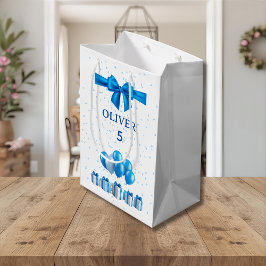 Sacola Para Presentes Média Boys Birthday Gift Bag - Present & Confetti Theme