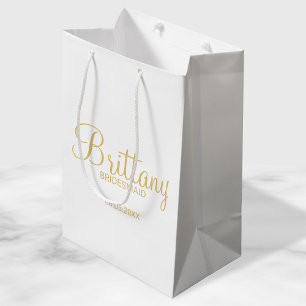Sacola Para Presentes Média Brancas Modernas e Douradas de Bridesmaids Persona