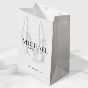 Sacola Para Presentes Média Branco masculino padrinhos de casamento