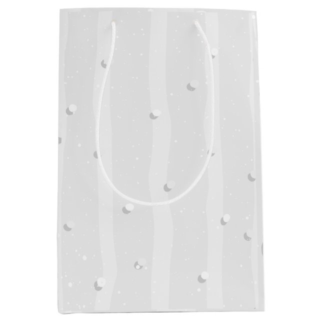 Sacola Para Presentes Média Branco Natural com Padrão (Frente)