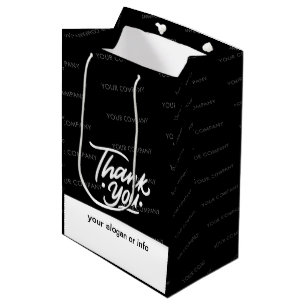 Sacola Para Presentes Média Branco Nome personalizado Comercial Obrigado