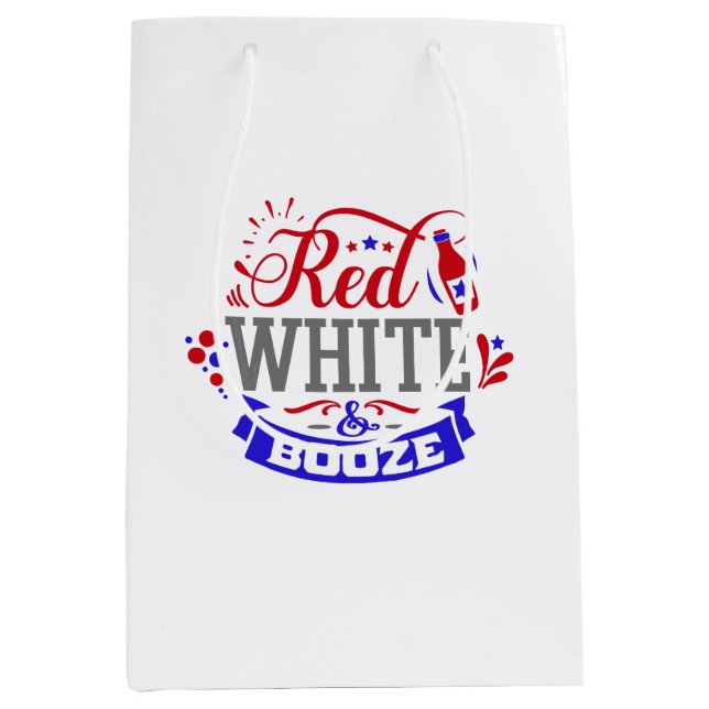 Sacola Para Presentes Média Branco Vermelho e Booze (Frente)