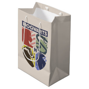 Sacola Para Presentes Média Brasão Estampado HOGWARTS™ Vintage