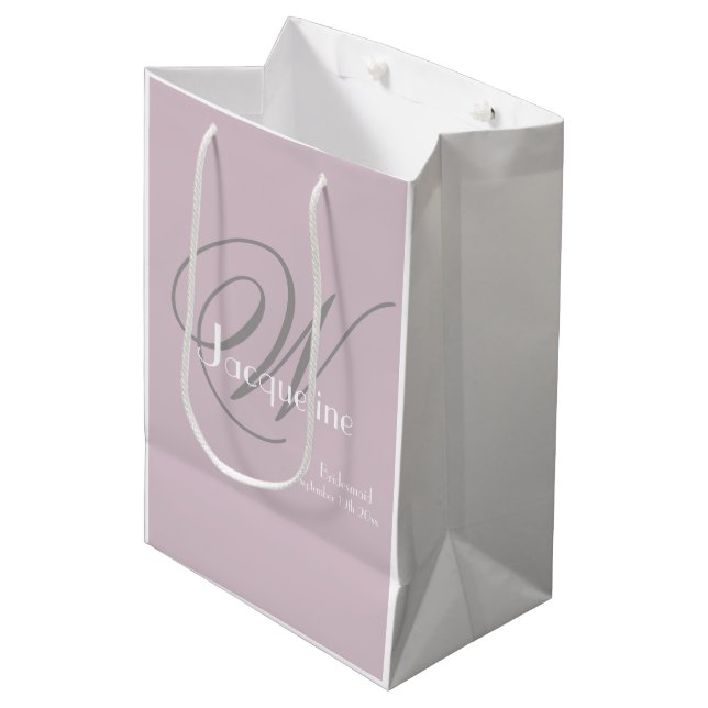 Sacola Para Presentes Média Bridesmaid Gift Monogramas Elegante (Frente inclinada)