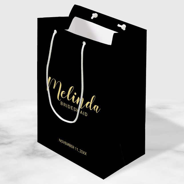 Sacola Para Presentes Média Bridesmaids Personalizados de Script Moderno (Criador carregado)