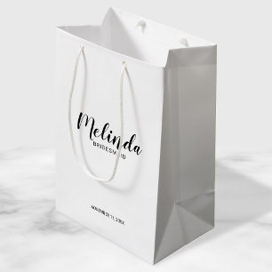Sacola Para Presentes Média Bridesmaids Personalizados de Script Moderno