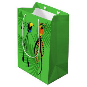 Sacola Para Presentes Média Bright Colorful Birds of Paradise