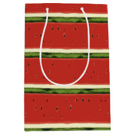 Sacola Para Presentes Média Bright Red Watercolor Watermelon Gift Bag