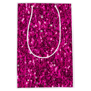 Sacola Para Presentes Média Brilhante rosa quente brilha