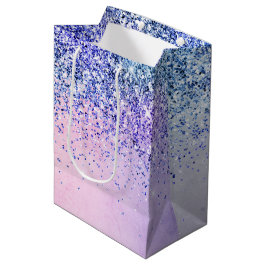 Sacola Para Presentes Média Brilho Azul Rosa Púrpura