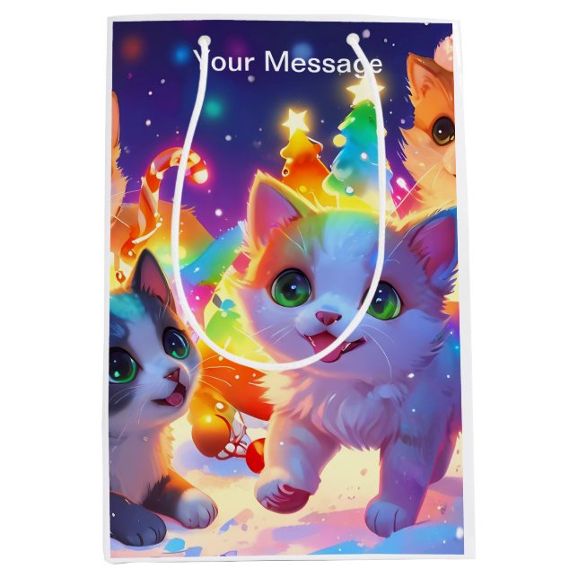 Sacola Para Presentes Média Brilho de Natal Encantado (Frente)