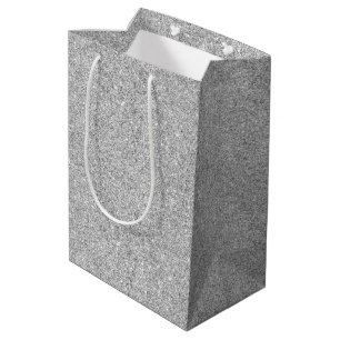 Sacola Para Presentes Média Brilho de prata elegante
