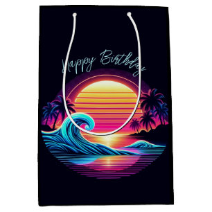 Sacola Para Presentes Média Brilho do Surf sunset