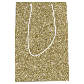 Sacola Para Presentes Média Brilho Dourado