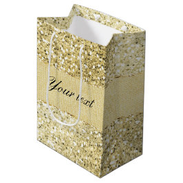 Sacola Para Presentes Média Brilho Dourado do falso extravagante personalizado
