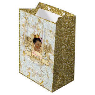 Sacola Para Presentes Média Brilho Dourado elegante africano de