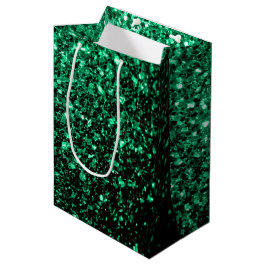 Sacola Para Presentes Média Brilho falso esmeralda verde