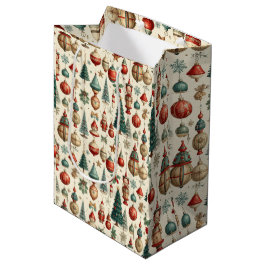 Sacola Para Presentes Média Brinquedos de Natal Atemporais
