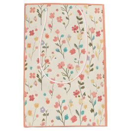 Sacola Para Presentes Média Brisa do Prado: Delicada Flor Silvestre em Aquarel