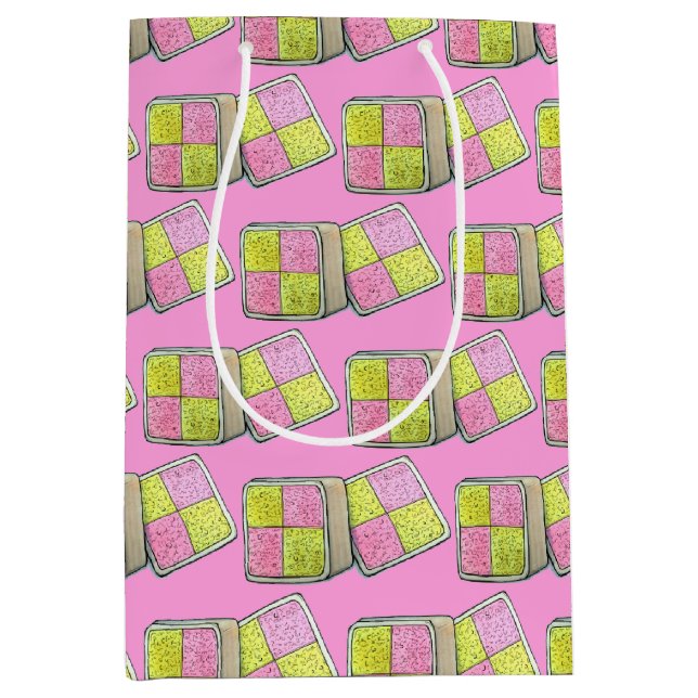 Sacola Para Presentes Média British Battenberg Marzipan Sponge Cake UK Comida (Frente)