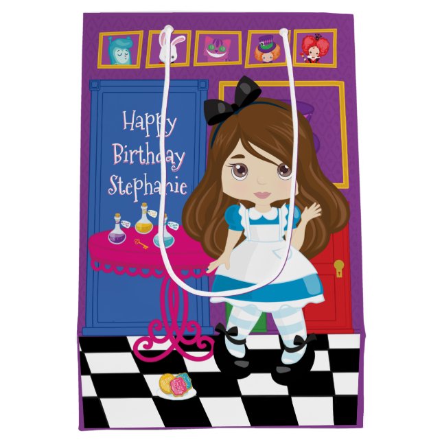 Sacola Para Presentes Média Brunette Alice - Beba-Me Um Saco De Presente Médio (Verso)