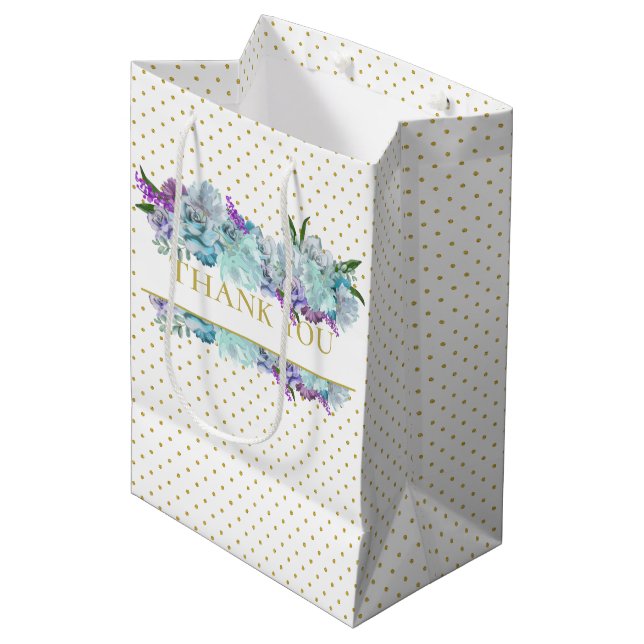 Sacola Para Presentes Média Bucólico Convite de Noiva em Azul Turquesa Rústico (Frente inclinada)