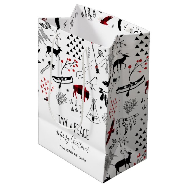 Sacola Para Presentes Média Buffalo Adventures Black & Red Xadrez ID599 (Frente inclinada)