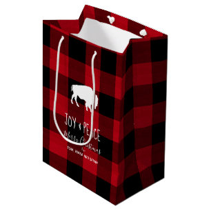 Sacola Para Presentes Média Buffalo Xadrez Vermelho e Negro Joy & Peace ID603