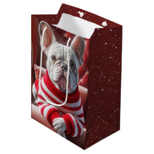 Sacola Para Presentes Média Buldogue Francês de Natal
