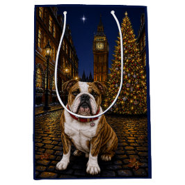 Sacola Para Presentes Média Bulldog Brindle Férias
