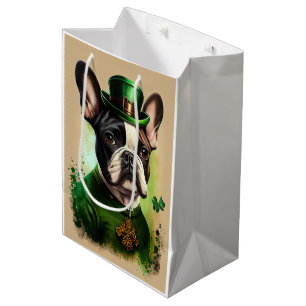 Sacola Para Presentes Média Bulldog francês na Rua.