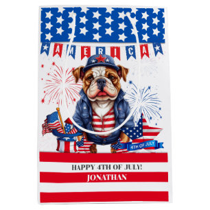 Sacola Para Presentes Média Bulldog Happy 4 De Julho Dia Da Independência Da A