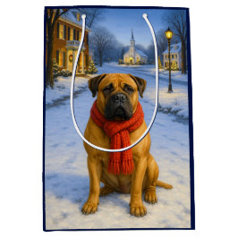 Sacola Para Presentes Média Bullmastiff Holiday Card