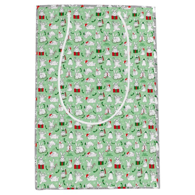 Sacola Para Presentes Média Bunnies de Natal (Frente)