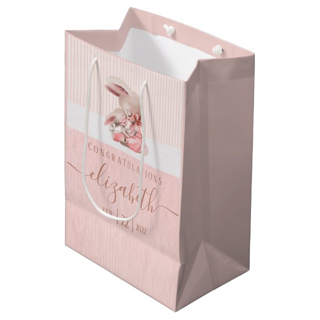 Sacola Para Presentes Média Bunny Chá de fraldas Gift Bag (Frente inclinada)