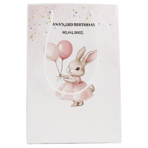Sacola Para Presentes Média Bunny Pastel Pink Aniversário   Festa Custa