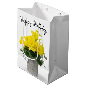 Sacola Para Presentes Média Buquê Daffodil Birthday