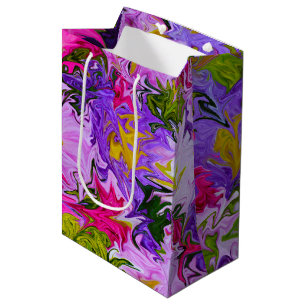 Sacola Para Presentes Média Buquê de cores, Design de Abstrato floral