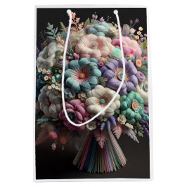 Sacola Para Presentes Média Buquê de leilão sobre fundo preto, por Natasha U