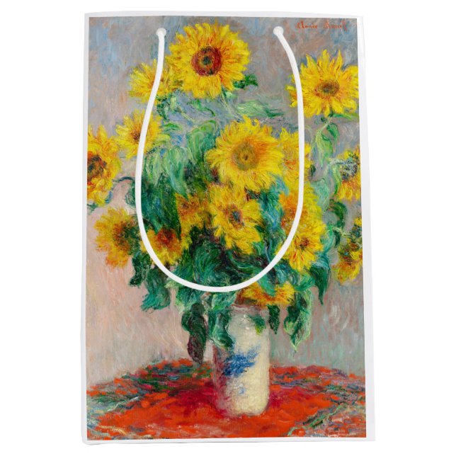 Sacola Para Presentes Média Buquê de Sunflower Claude Monet (Frente)