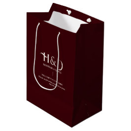 Sacola Para Presentes Média Burgundy & Marfim Saco de Boas-Vindas de Casamento