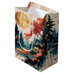 Sacola Para Presentes Média Cabana Japonesa ao Luar Arte (4)