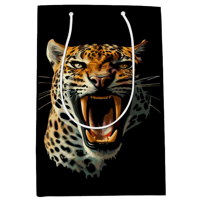 Sacola Para Presentes Média Cabeça de ataque com picos-leopardo (Frente)