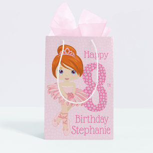 Sacola Para Presentes Média Cabelo Vermelho Ballerina Saco de Presente Médio